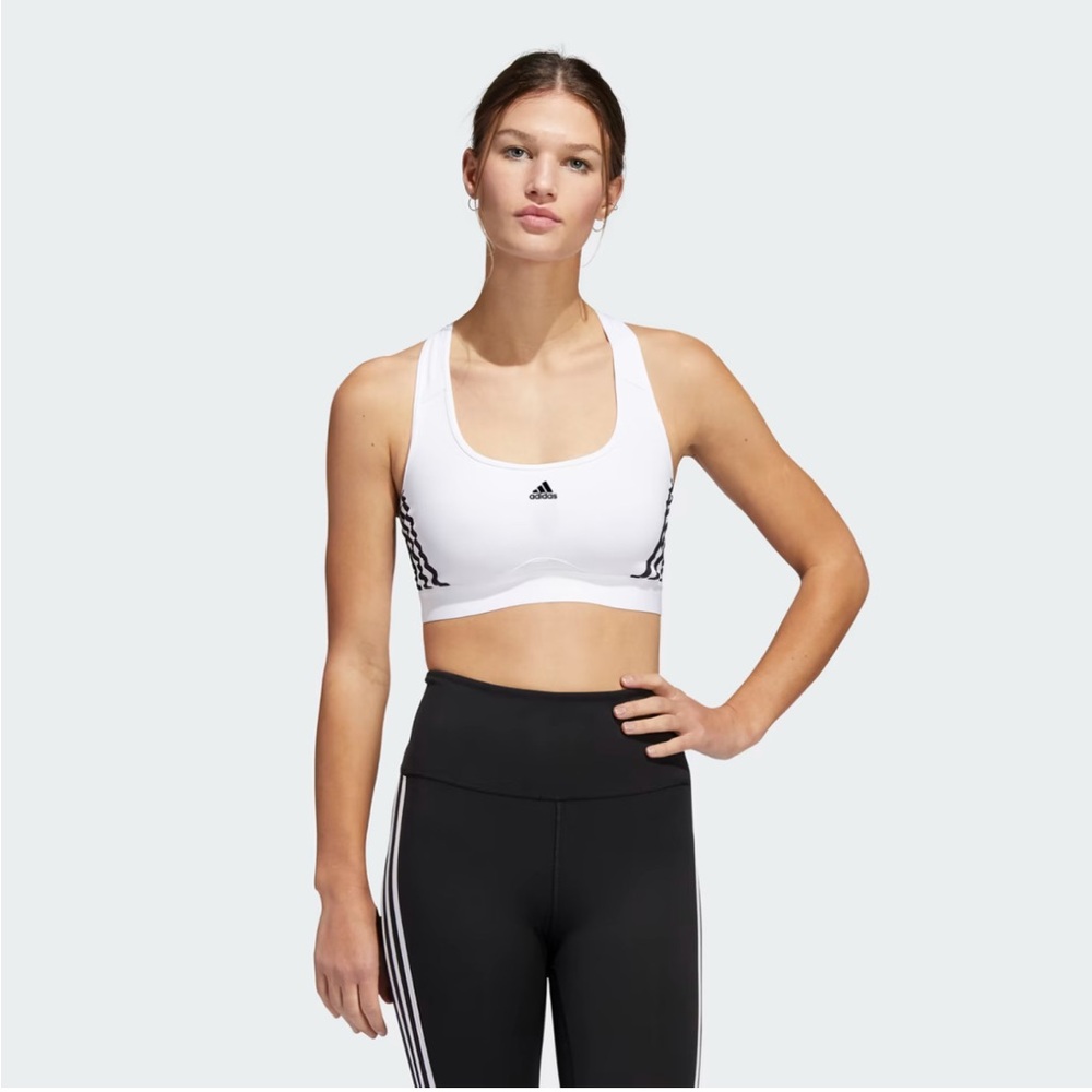 Adidas White and Black Sports Bra with Racerback Design -Size XS